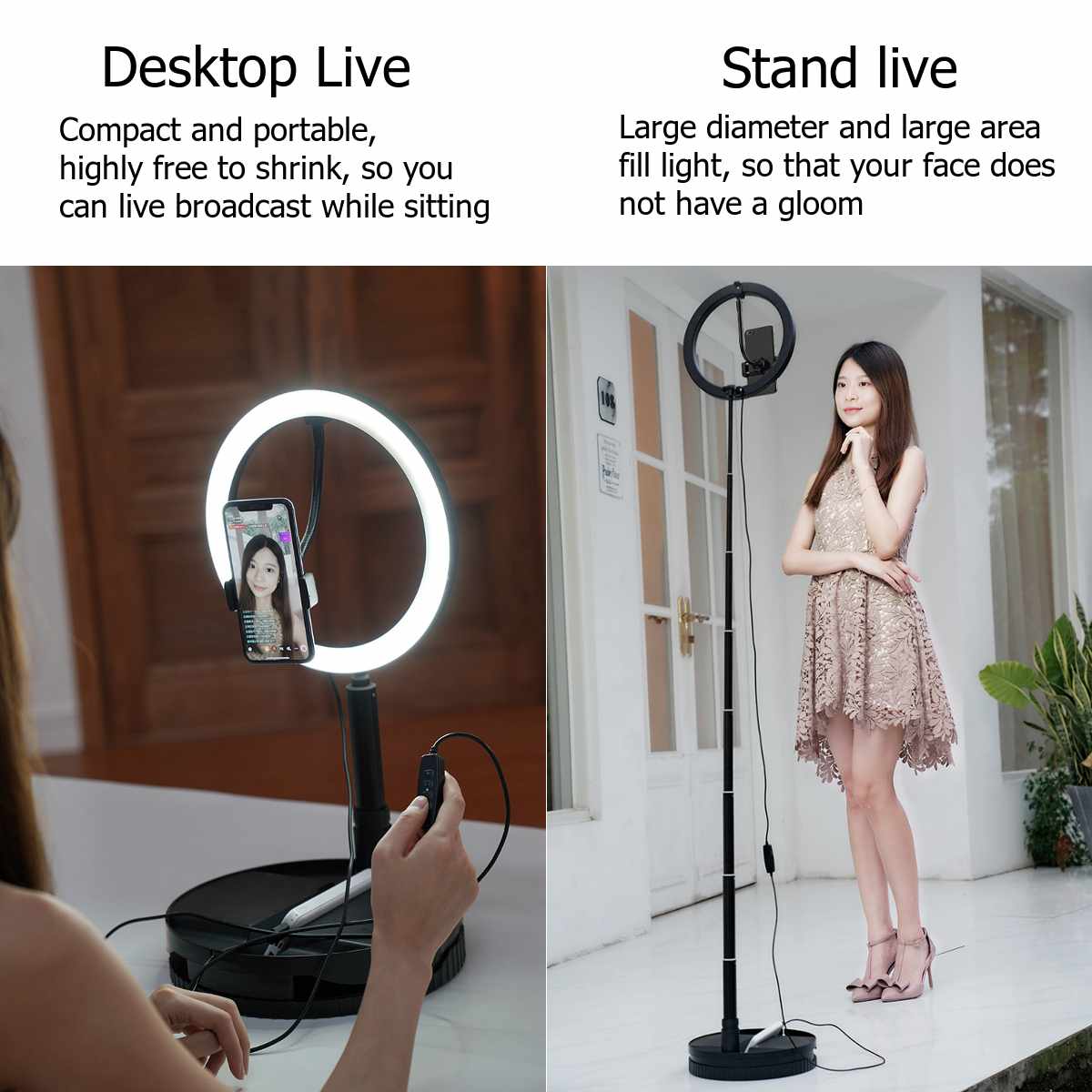 10inch Ring Light Stepless 50-168cm 160LED 26cm Selfie Fill Light Cold Warm Shadowless Lighting Dimmable Ring aro de luz
