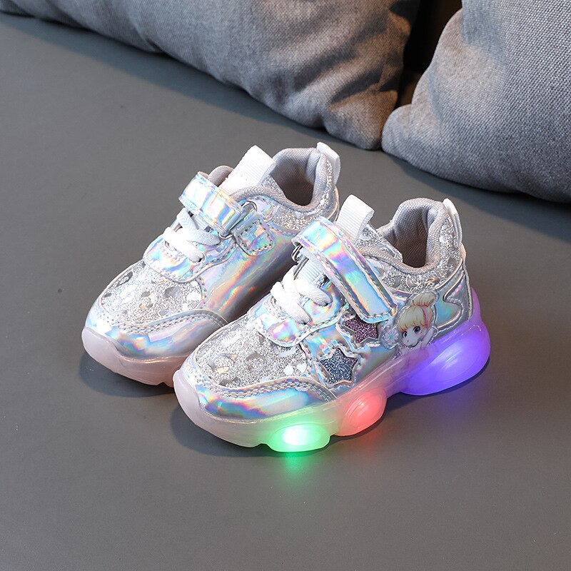 Botas bonitas con luces Led para niñas, zapatos brillantes suaves, Tenis de dibujos animados, , talla 21-30