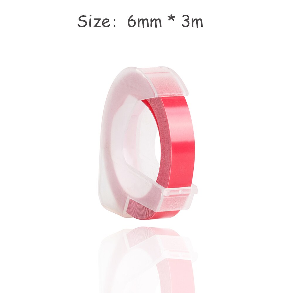 Cidy 3 ruller 9mm *3m dymo 3d plastik pink farve prægebånd til prægning af etiketmaskiner dymo 1011 1610 12965 motex  e101: 6mm