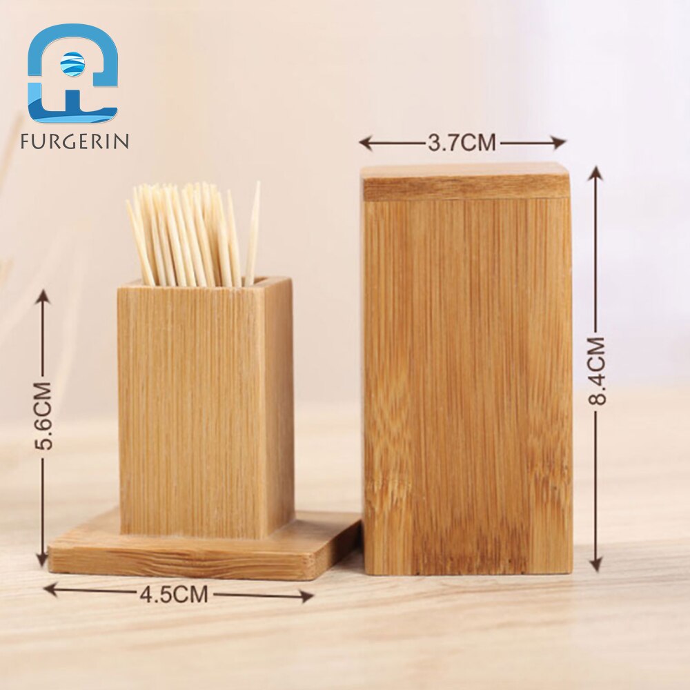 FURGERIN Portable Toothpick Holder Wood wooden toothpick box container Bamboo Tooth Pick Dispenser Toothpicks Case