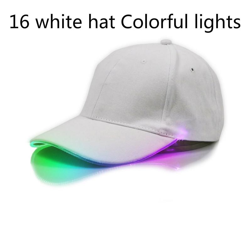 Gorra de béisbol de fibra óptica con luz LED, sombrero de béisbol con luz LED brillante, estilo Hip-Hop, ajustable: 16