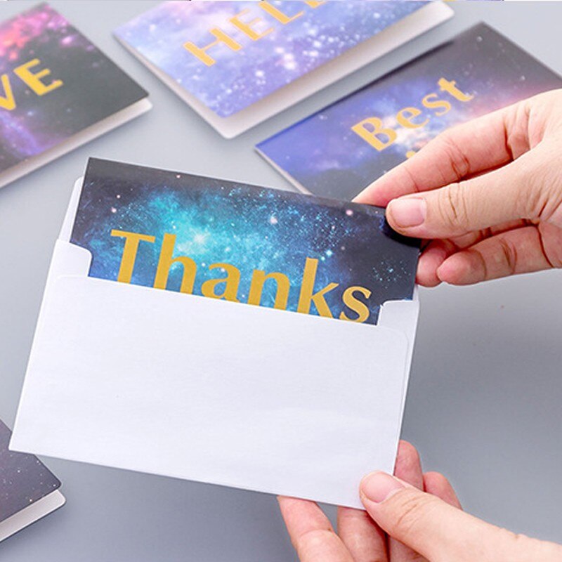 50pcs per pack Blue Starry Sky Postcard Beautiful Scenery Cards Message Greeting Card with envelope