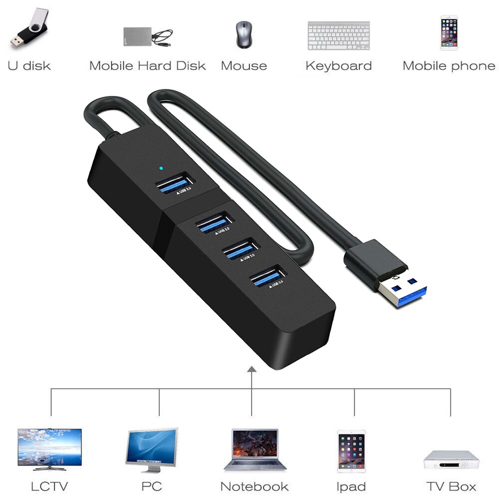 Usb 3.0 Hub Usb Hub 3.0 Multi Usb Splitter 3 Hab Gebruik Power Adapter 4 Port Meerdere Expander 2.0 USB3 hub Met Switch Voor Pc