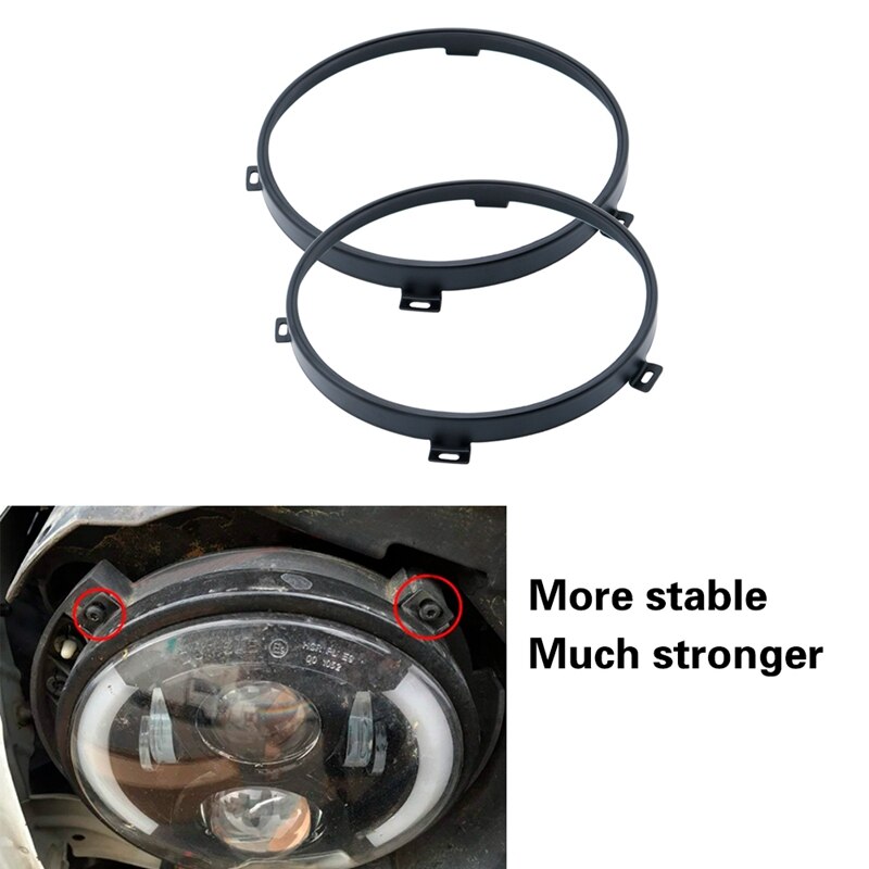 Soporte de montaje de anillo redondo para faro delantero, accesorio para faro delantero Led de 7 pulgadas, color negro, para Jeep Wrangler Jk Tj 07-17, 2 uds.