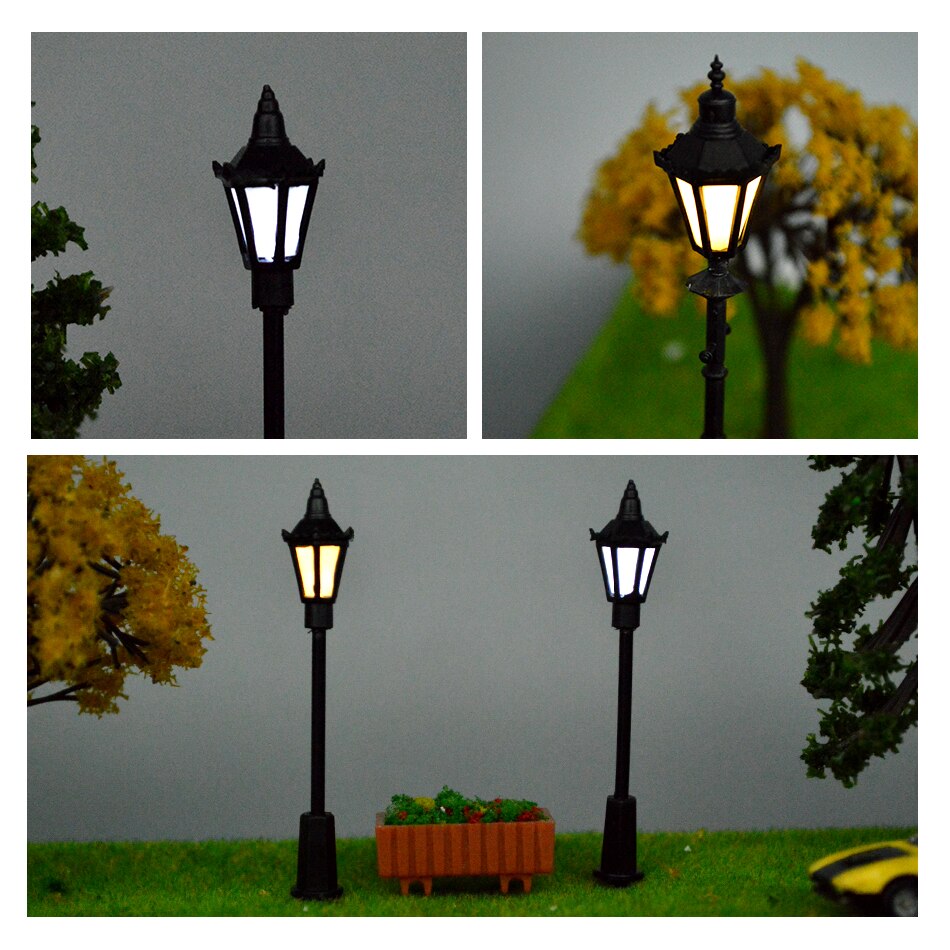 Tuin Licht Miniatuur Model Lamp 3V Led 7Cm Lantaarnpaal Voor Model Trein Landschap Landschap Zand Tafel Layout 10 stuks