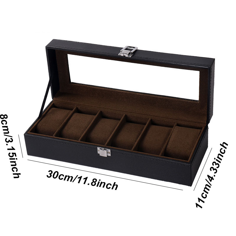 DELESYS 2/3/4/5/6/8/10/12 Slots PU Leather Watch Box Traditional Style Watch Storage Box Watch Case With Lock: Silver