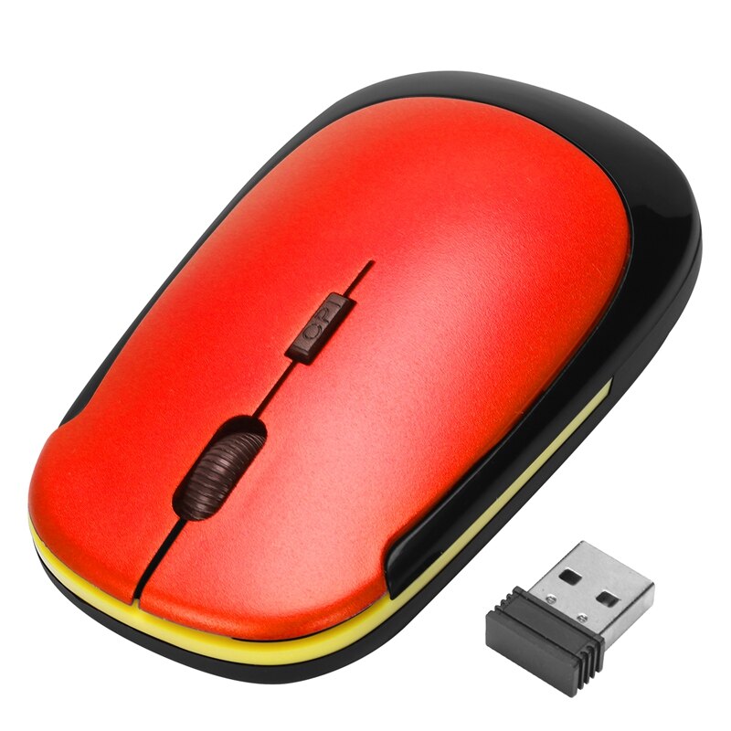 Ultra-Slim Mini USB Wireless Optical Wheel Mouse Mice for All Laptop HP Dell(red): Default Title