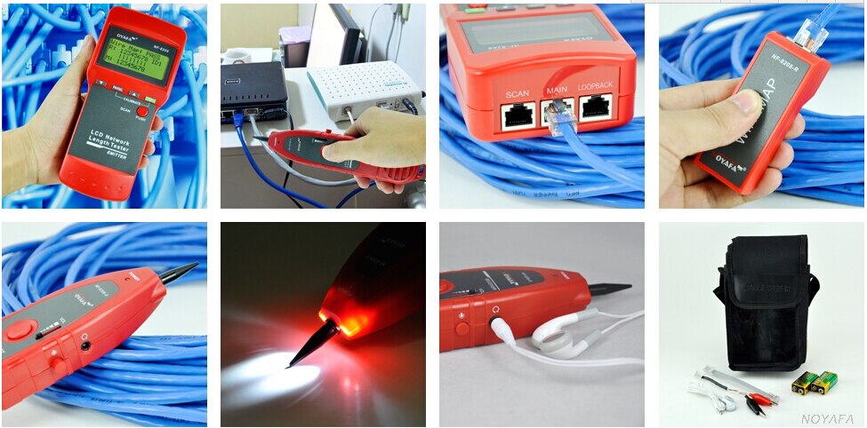 Noyafa nf -8208 lcd display netværk lan kabel tester wire tracker tracer måle længde  rj45 rj11 line scanner