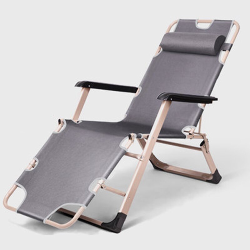 Foldeseng hjemmekontor fiskestol metal moderne strandstole siesta seng enkel siesta sofa stol kontor siesta seng 180 °: Mørkegrå