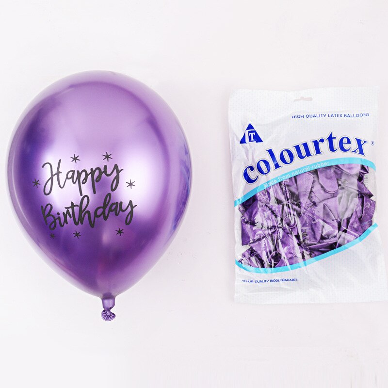 6 Kleuren 12 Inch Print Gelukkige Verjaardag Letters Partij Aluminium Folie Metallic Glans Decoratieve Ovale Ballonnen: Purple