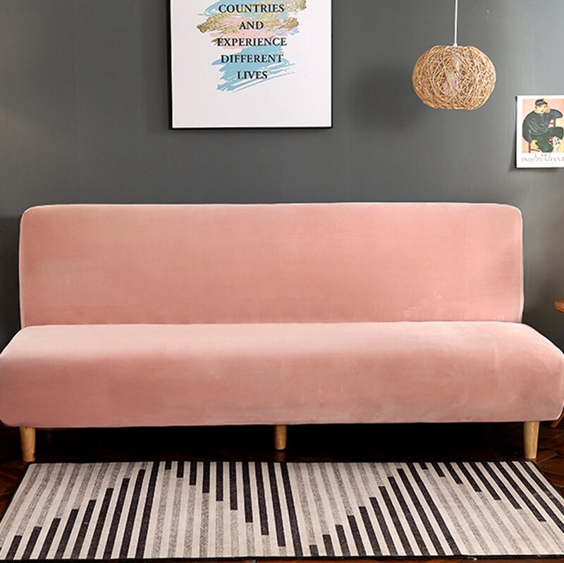 Sofa Cover Without Armrest Sofa Bed Solid Color Soft Plush Couch Cover Living Room with Elastic Band Stretch couch cover elastic: 5 / 160-180CM