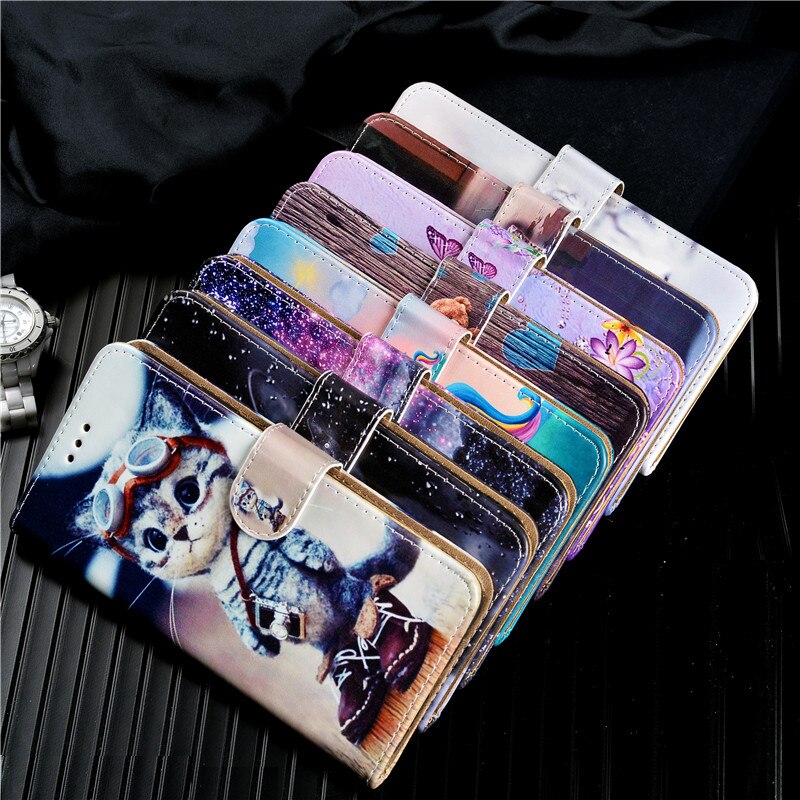 Leather Flip Wallet Cover For Alcatel 1S Cases Girls Boys Kids Cartoon Case For Alcatel 1S 1 S 5028D 5028Y 5024D Cover