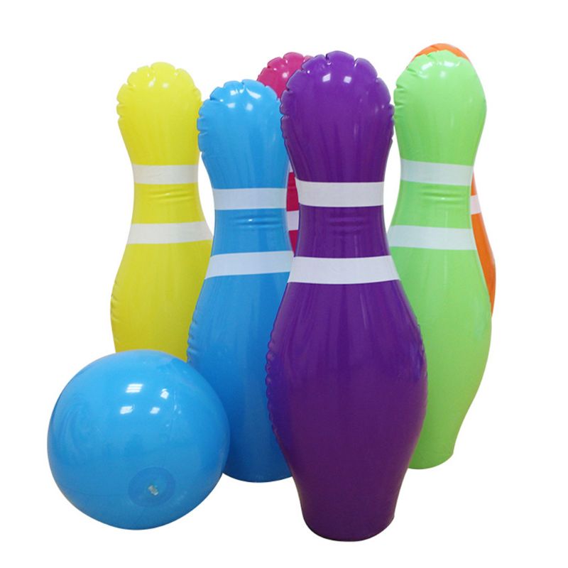 Juego de 7 Uds bolas de bolos inflables gigantes para niños juguete inflable para jugar al aire libre: Default Title