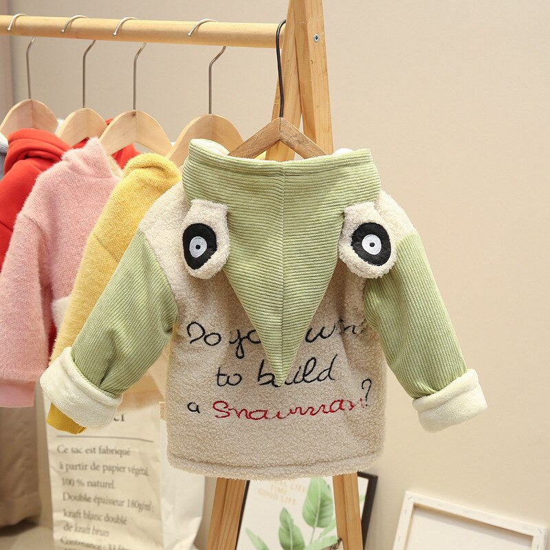 Winter Baby Jongens Lange Mouwen Cartoon Kikker Hooded Brief Dikke Fleece Jassen Kinderen Kids Parka Warme Bovenkleding Jassen Casaco
