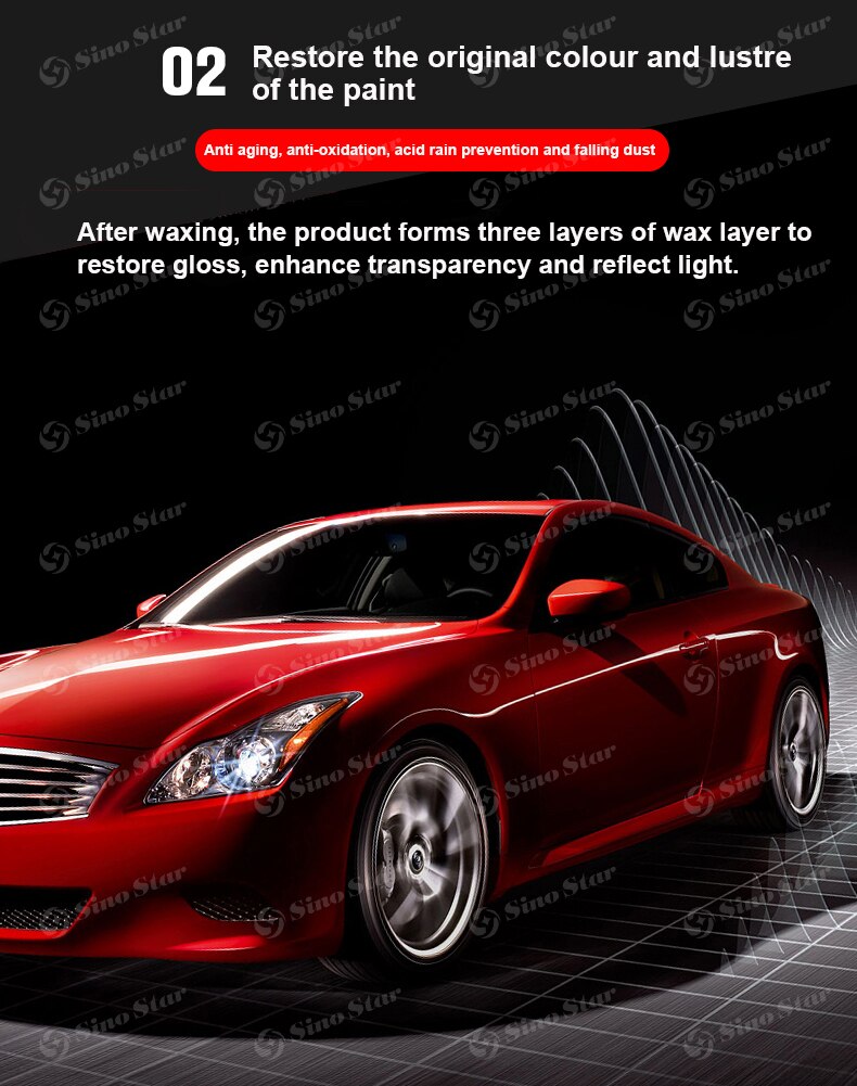 Sino stargood pris bilmaling beskytte bilpleje anti støv ridse reparation vandtæt solid højglans carnauba rød bilvoks ckl 4323