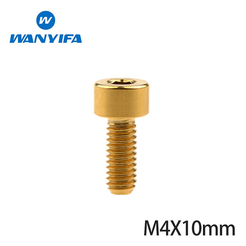 1Pcs Titanium Bolt M4x10 12 15mm Standard Head DIN912 Inner Hexagon Titanium Bicycle Stem Screws for Bike Parts: M4x10mm Gold