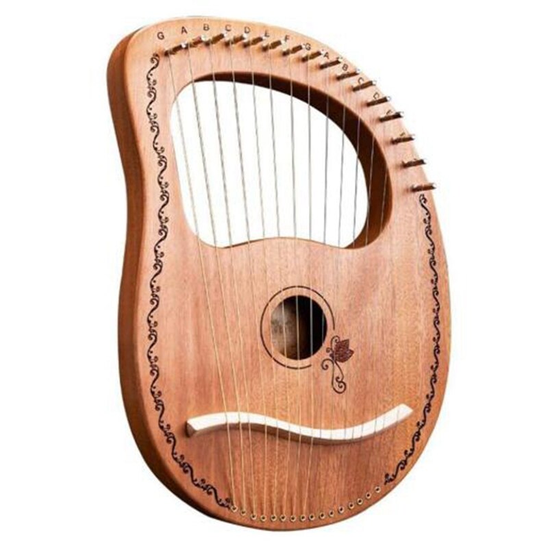 Lyre harpe 16 strenge harpe bærbar lille harpe med holdbare stålstrenge træsnor musikinstrument, træfarve: Default Title