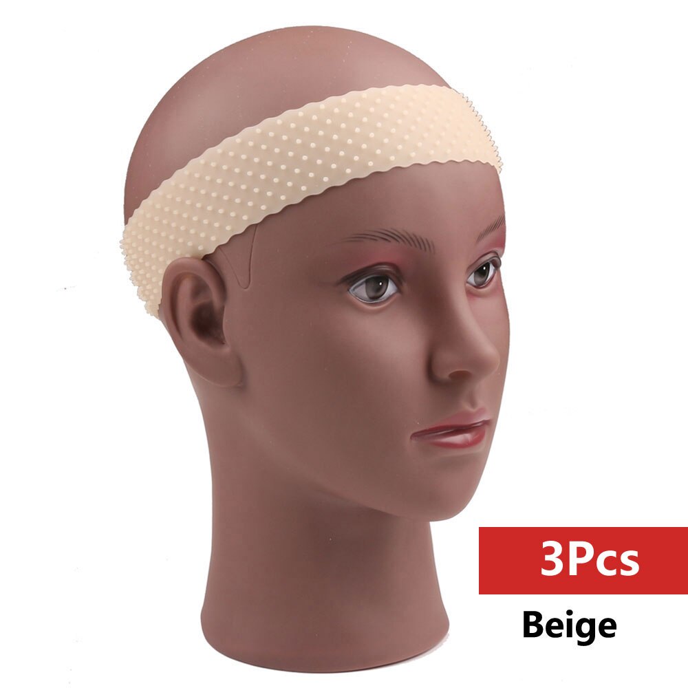 Transparent Silikon Stirnband Non Slip Elastische Weiche Perücke Grip Band Einstellbar Frauen Haar Band für Fix Perücken Silikon Band: 3pc Beige
