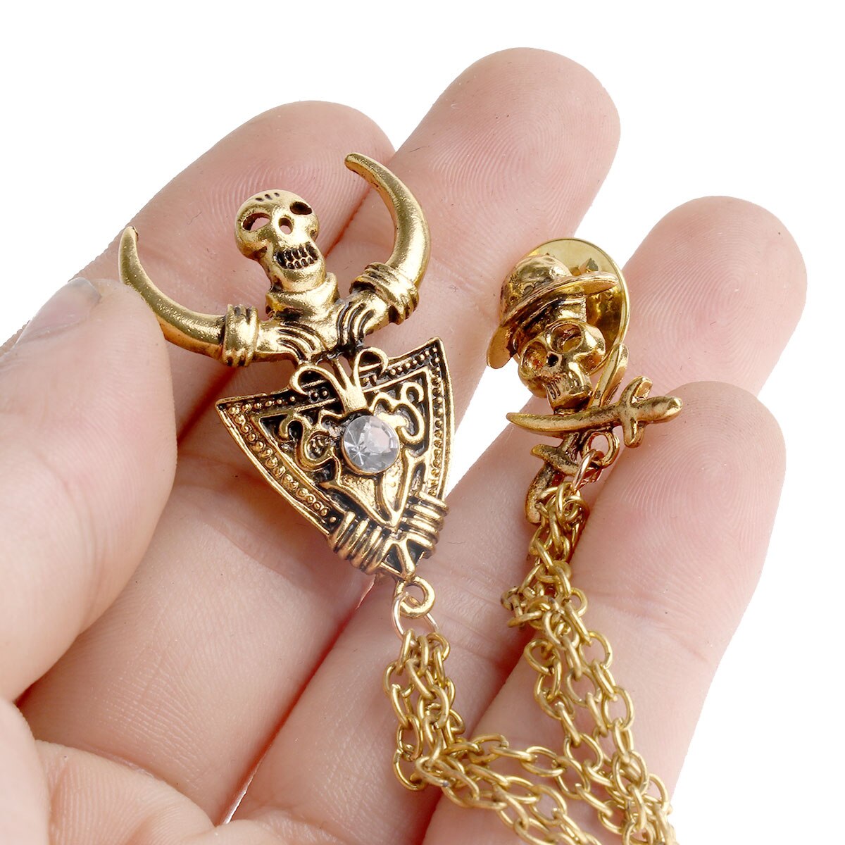 Unisex revers speld blouse vest overhemd kraag clips nek tip kwast ketting broche vintage gothic diy sieraden speld broches
