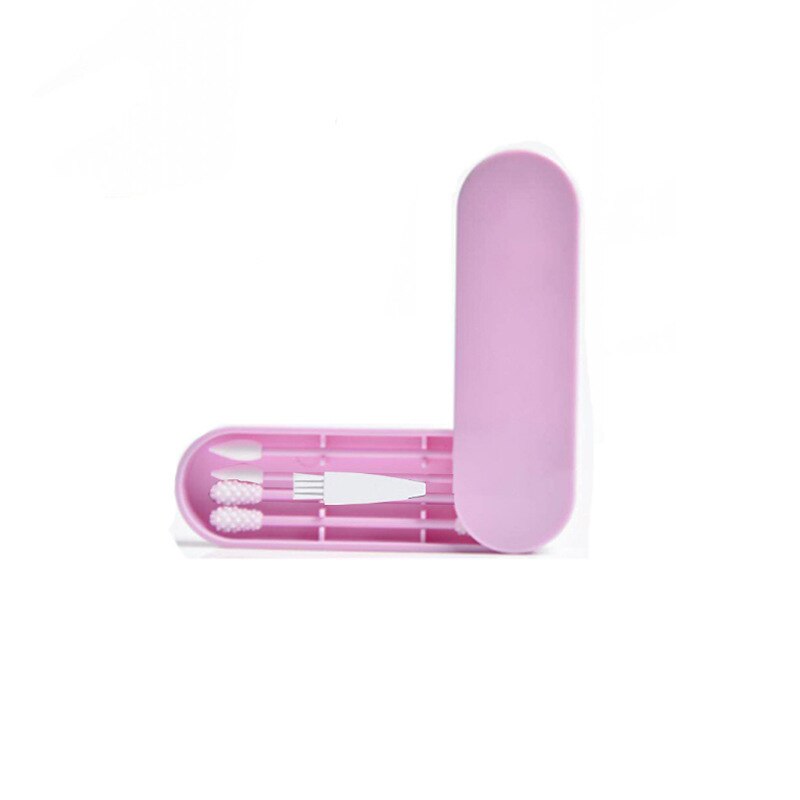 4 pz/scatola Riutilizzabile Tampone di Cotone Orecchio di Pulizia Lavabile in silicone Trucco Tamponi di Spiedi Flessibile Molle Fare su kit di Strumenti di: buio rosa