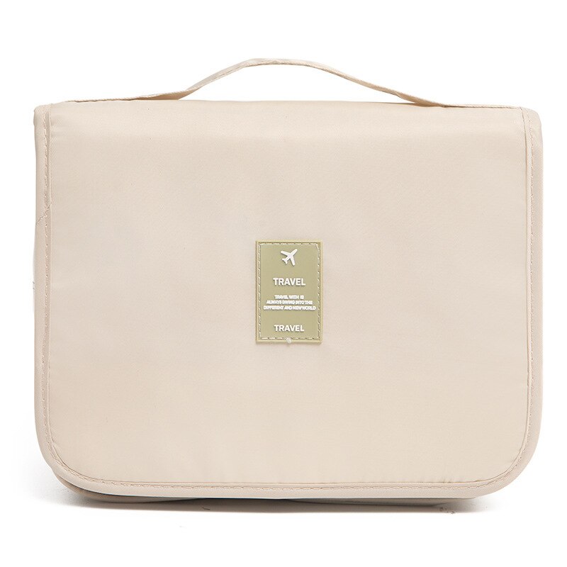 FUDEAM poliestere impermeabile multifunzione borsa cosmetica da donna articoli da toeletta organizzare borsa da viaggio borsa da bagno appesa: Beige