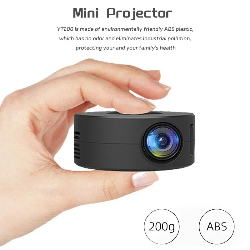 Mini Projetor de Home Theater, 180 ° Ângulo de projeção flexível 1080P USB nativo suporta compartilhamento de tela de smartphone adequado para casa