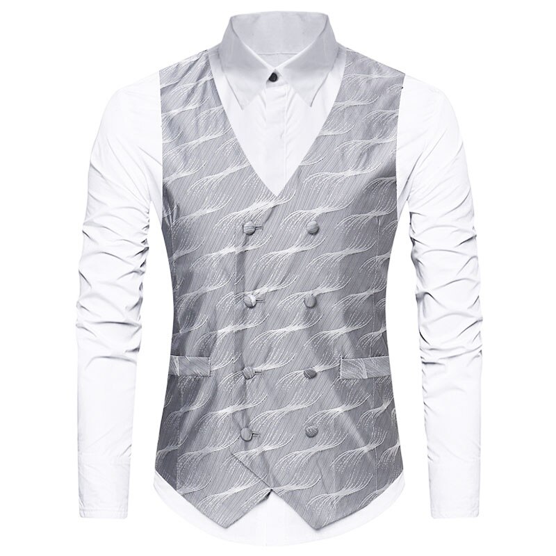 Shinny Welle aufbringen Gedruckt Männer Anzug Weste Hochzeit Party Prom Mens Kleid Weste Zweireiher lässig schlank passen Westen für männer
