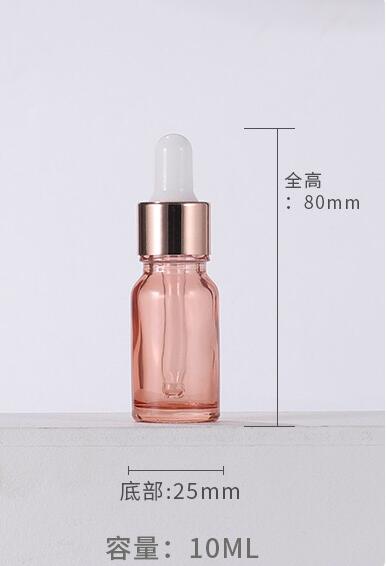 5-100ml rose guld pink flaske glas aromaterapi flydende dråber essentiel grundlæggende massage olie pipette genopfyldelige flasker: 10ml