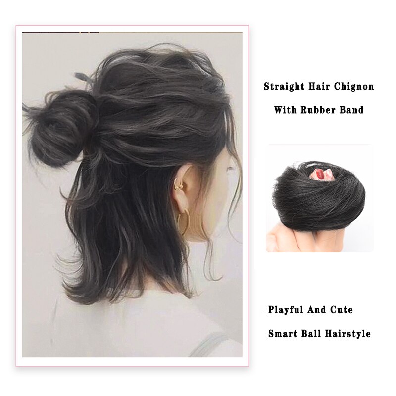 Ailiade Vrouwen Donut Chignon Haar Broodje Donut Clip In Haarstukje Extensions Synthetisch Haar Extensions Straight Elastische Broodje