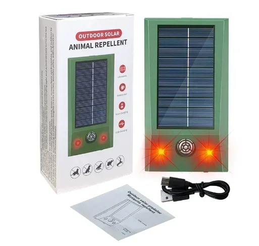 Waterproof IP58 Solar-Powered Bird Repellent – Ultrasonic Pigeon Deterrent with Strong LED Flashing