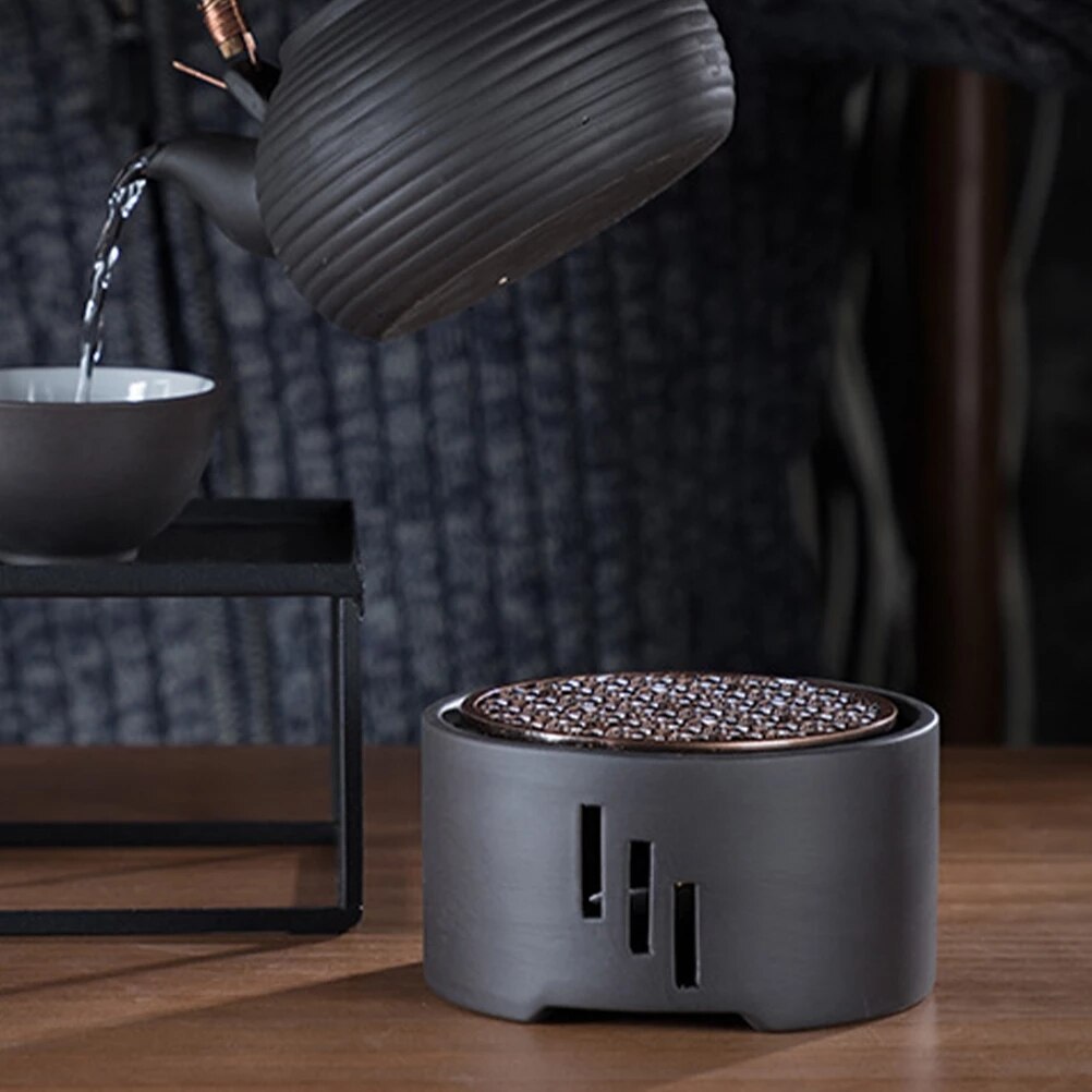 Soporte de vela de cerámica, calentador de té, estufa de té, calentador de leche, soporte de vela con estera sin vela para cafetería casera, 1 ud.