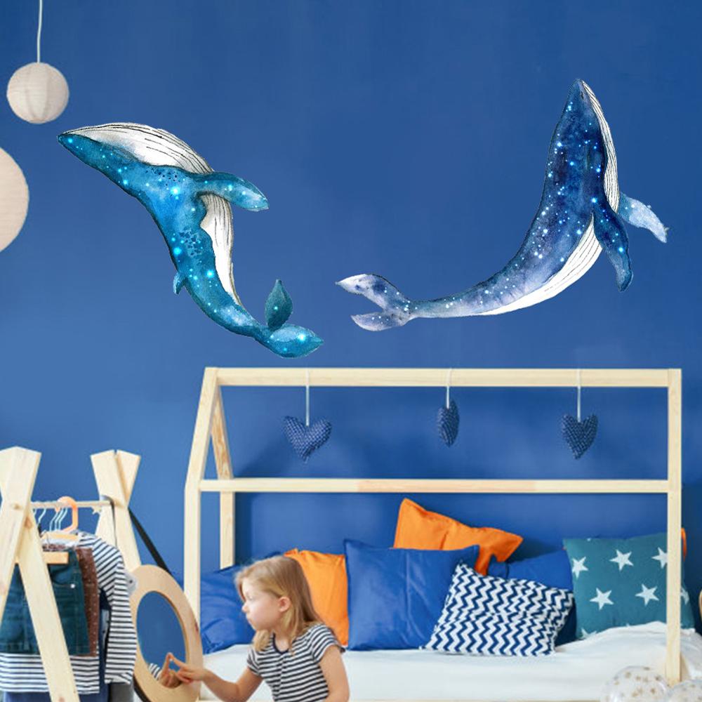 Stjernehimmel hval wallsticker hjem vægdekoration stue børneværelse indretning tapet havdyr klistermærker