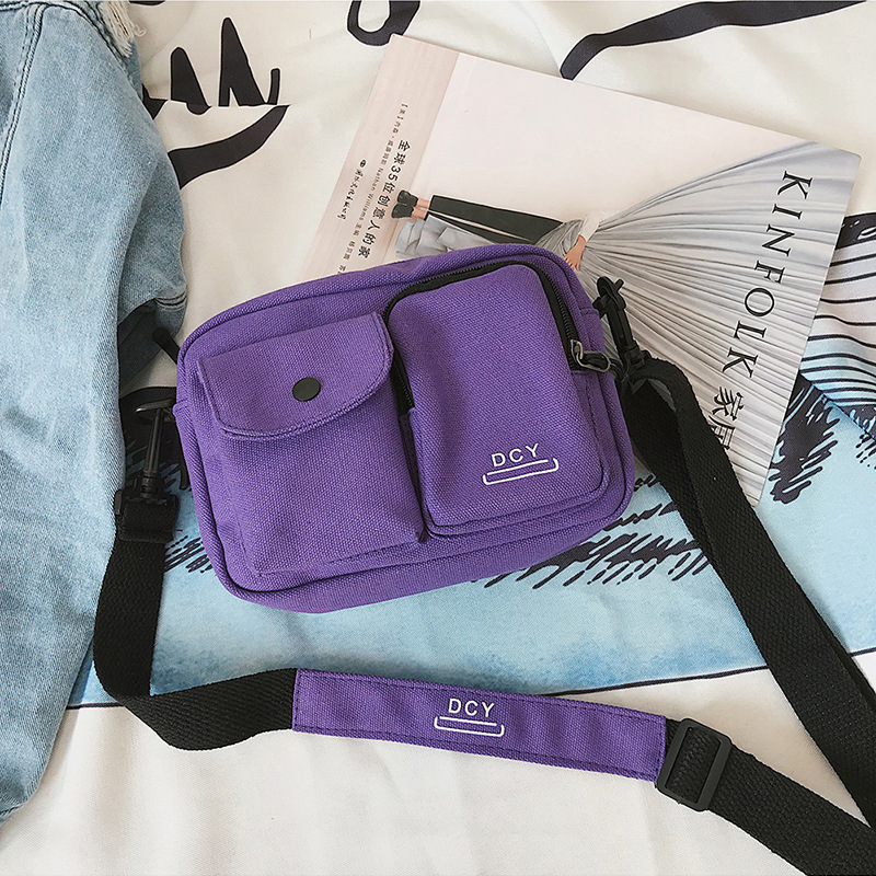 Simple classique toile sacs pour femmes nouveauté femmes moraillon couleur unie de base femme lettres sacoche à fermeture éclair