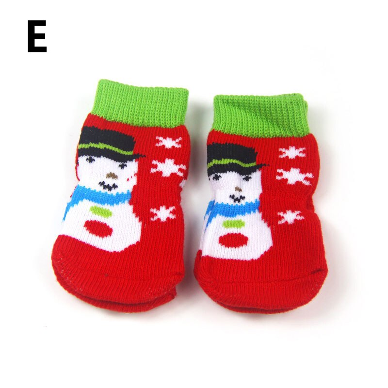 4 pièces chien chaussettes de noël chien de compagnie Doggy chaussures belle doux tricoté chaussettes vêtements vêtements vêtements pour chiens chats de noël: E / L