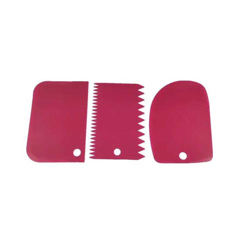 3Pcs Cream Scraper Suit DIY Kitchen Straight Arc Tooth Shape Cream Bread Cutter Plastic Cake Pasty Scraper Baking Fondant Tools
