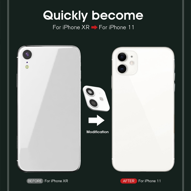 Para iPhone X XS Max XR XS Seconds cambio para iPhone 11 Pro Max pegatina de lente de cámara Protector de pantalla cambio para iPhone 11