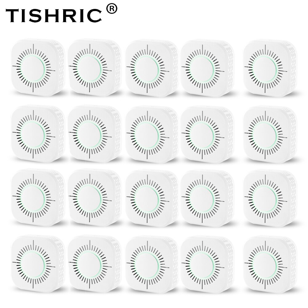 TISHRIC 433MHz Wireless Smoke Sensor Detector Protection Smoke Detector Fire Alarm System Security Work with Sonoff RF Bridge