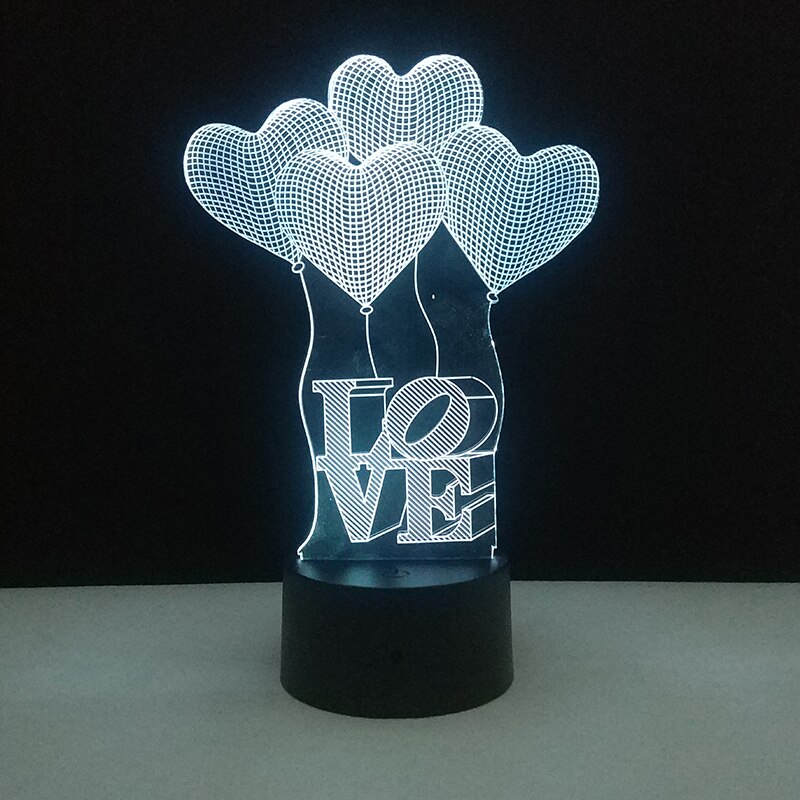 I LOVE YOU 3D LED Sweet Lover Heart Shape Glow in the dark for Valentine's Day Christmas Home Decor