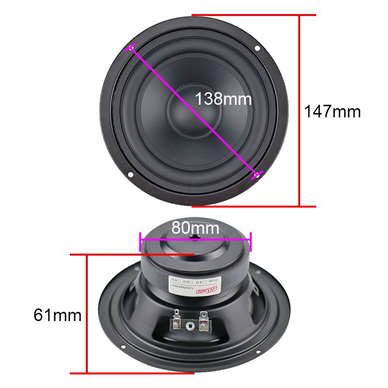 GHXAMP 5"INCH 147MM Woofer Speaker Unit Mid-bass 90W Matte-Paper Stereo HOME Theater Speaker HIFI Loudspeaker DIY F0-7300hz 1PCS