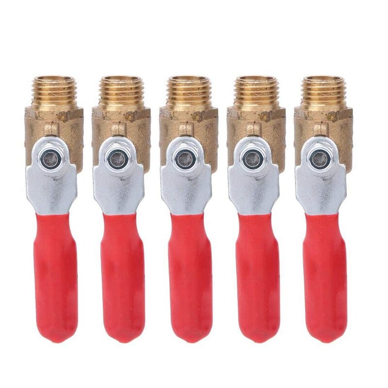 5 Ball Valves, Brass Ball Valve, G1/4 Double External Thread Air Compressor Ball Valve