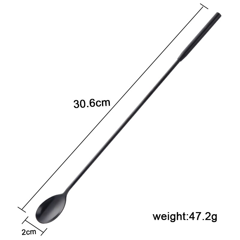7 Color Cocktail Japanese Bar Spoon Long 304 Stainless Steel Spiral Pattern 12 Inch Bar Cocktail Shaker Wine Spoon Bar Tool: Black