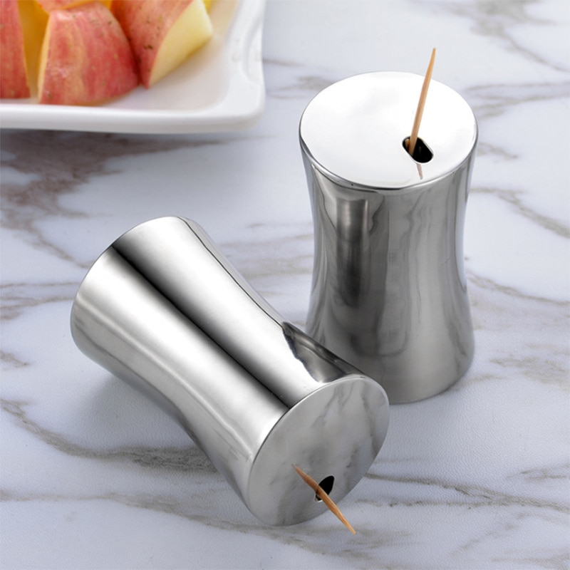 Zlca lille rustfrit stål sølv tandstikker holder dispenser opbevaring organizer til restaurant hjemme bordpynt