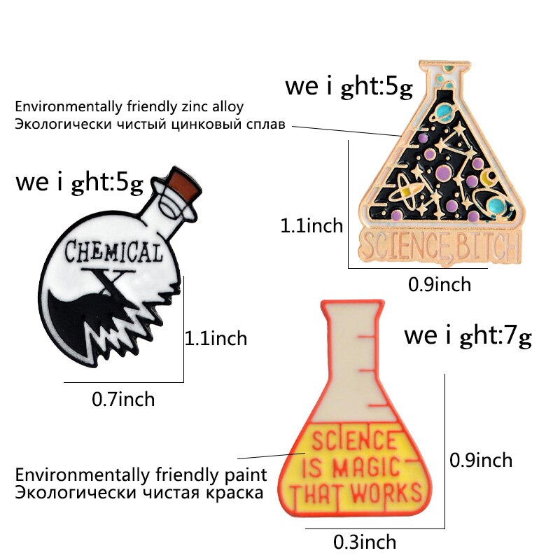 DoreenBeads Wetenschap Bitch Pins Broches Badges Chemische X Wetenschap Is Magie Die Werkt Science Experiment Cup Wetenschap Lover