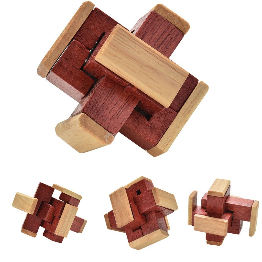 Houten Kongming Lock Brain Teaser Puzzel Kinderen Volwassenen Educatief Spel Speelgoed Wotoys Voor Kinderen Verjaardagsfeestje Kerstcadeau