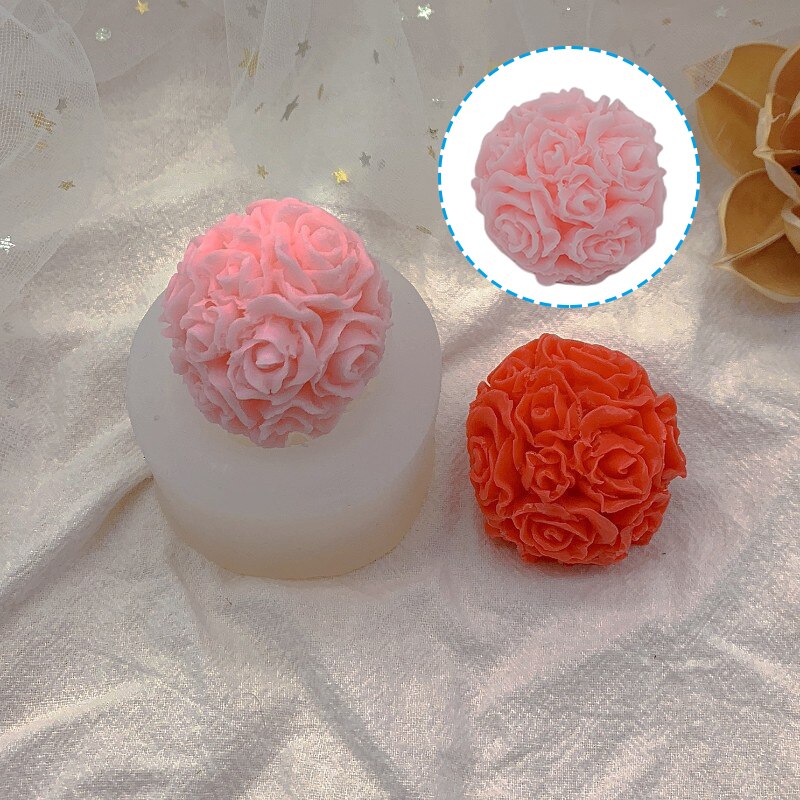 3D Flower Ball Candy Mold Candle Mold Food Grade BPA Free Cake Decorating Silicone Jello Sugar Chocolate Fondant Mould M09