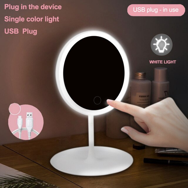 Maquillaje espejo de maquillaje espejo con luz Natural blanca luz del día tocador espejo led desmontable Base de almacenamiento Led Lustro espejo aumento: 1 color D