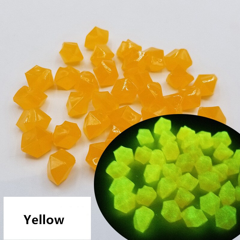 300 Stks/pak 14Mm Lichtgevende Grind Tuin Decoratie Lichtgevende Steen Pebble Medium Lichtgevende Outdoor Aquarium Decoratie: Yellow