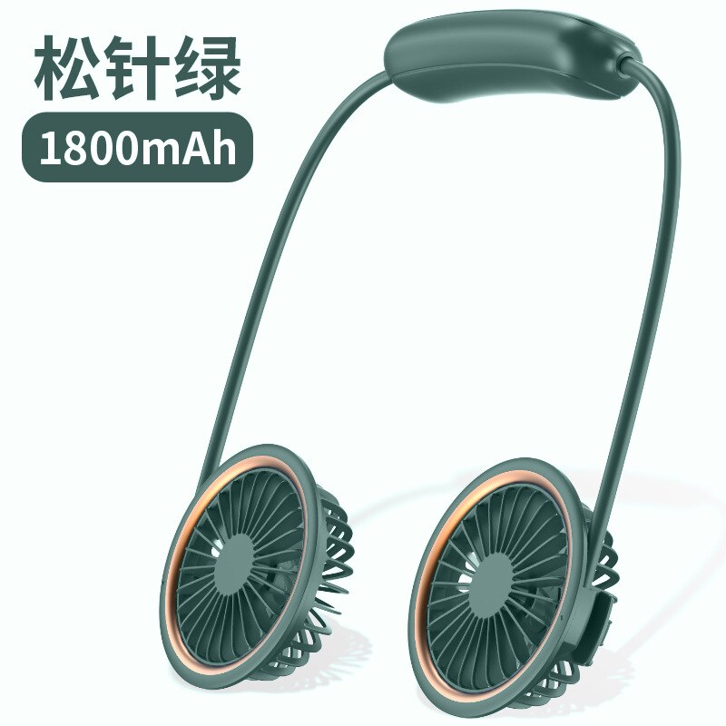 Mini USB Portable Fan Hands-free Neck Fan Rechargeable Battery Small Portable Sports Fan 2000mA Desk Hand Air Conditioner cooler: GREEN