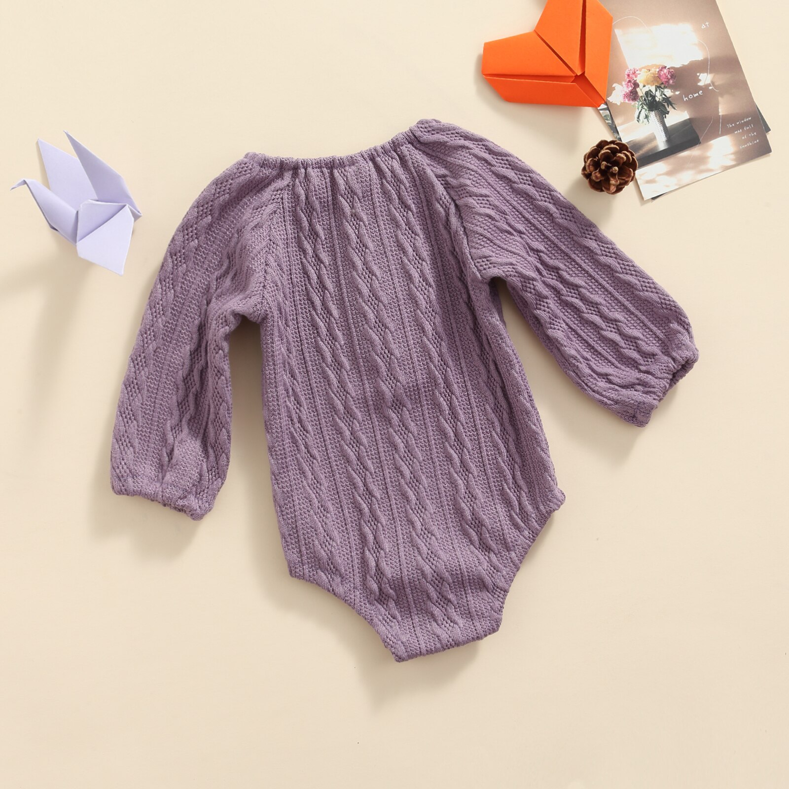 Herbstliche babykleidung für neugeborene, jungen und mädchen: einfarbiger strickbody aus baumwolle, langärmeliger Baby-Overall, süße babykleidung