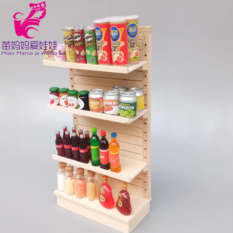 Dukkehus møbler mini indkøbscenter supermarked scene dekoration produkter display hylde 1/12 bjd dukke gør det selv
